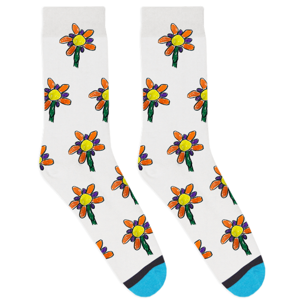 Pink Floral Smiley Face Socks - Others